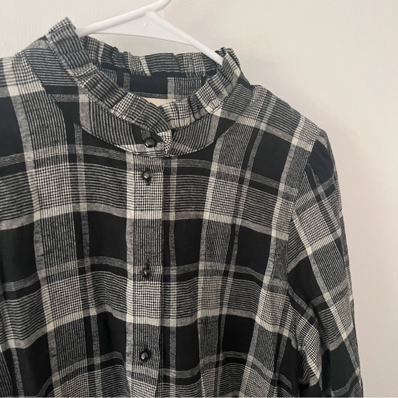 Sezane Capri Flannel Shirtdress Mini Wrap Washington Check French Academia 40 - Picture 4 of 16